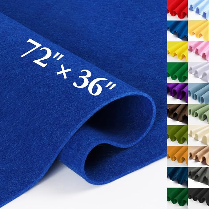 Royal Blue Felt Fabric Sheet 72" X 36", 1.4mm Thick Large Soft Durable Flexible