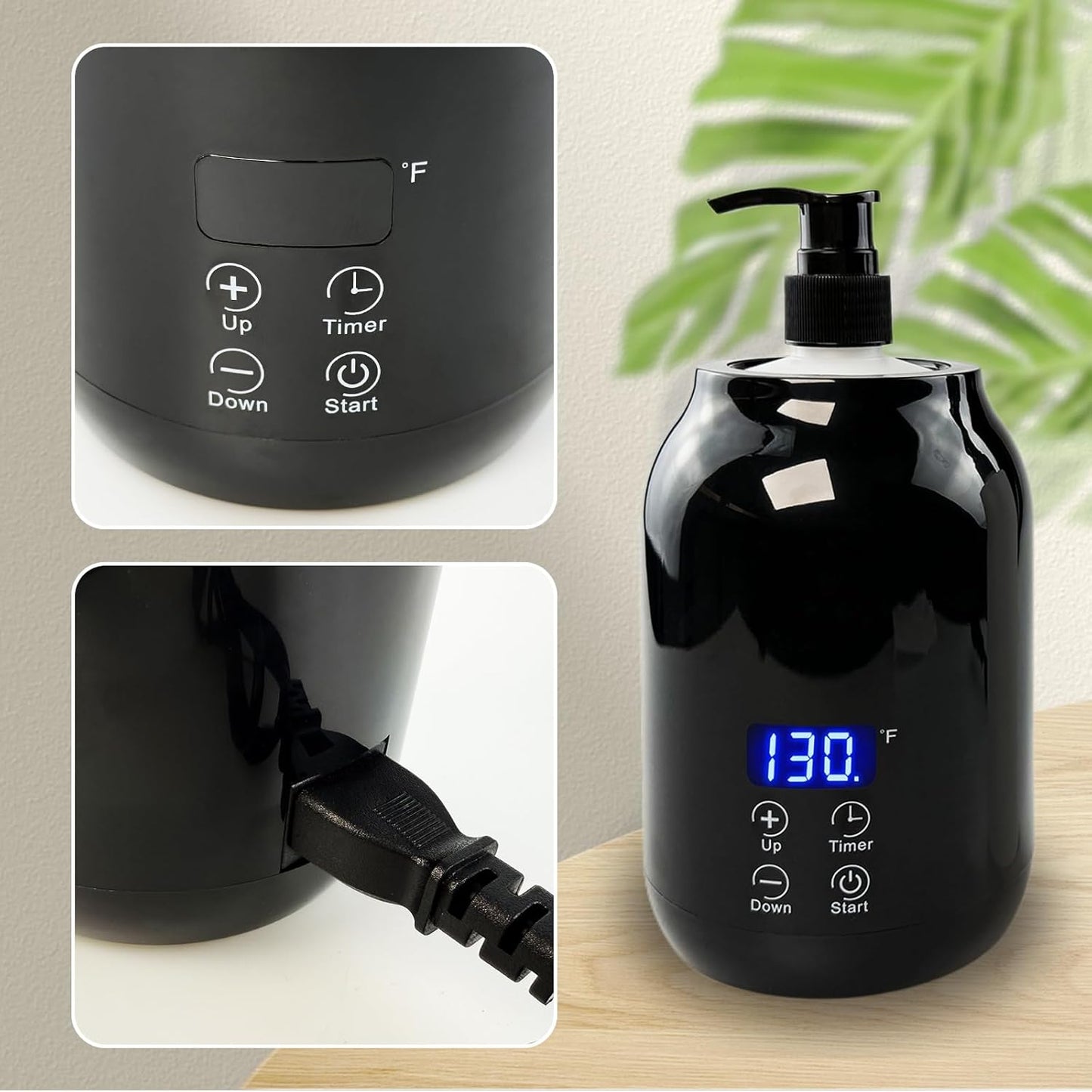 Flylin Massage Oil Warmer, Temperature Control Lotion Bottle Warmer Heater with Two Oil Bottle, Smart Touch Key Digital Massage Oil Heater for SPA/Salon/Barber Shops/Home