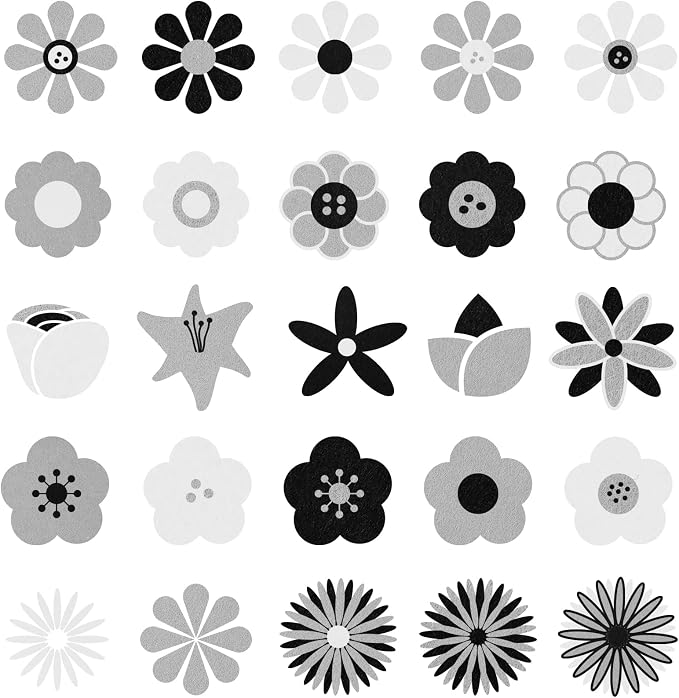 Whaline 18Pcs Felt Fabric Sheets Soft Thick Assorted Black Grey White Craft