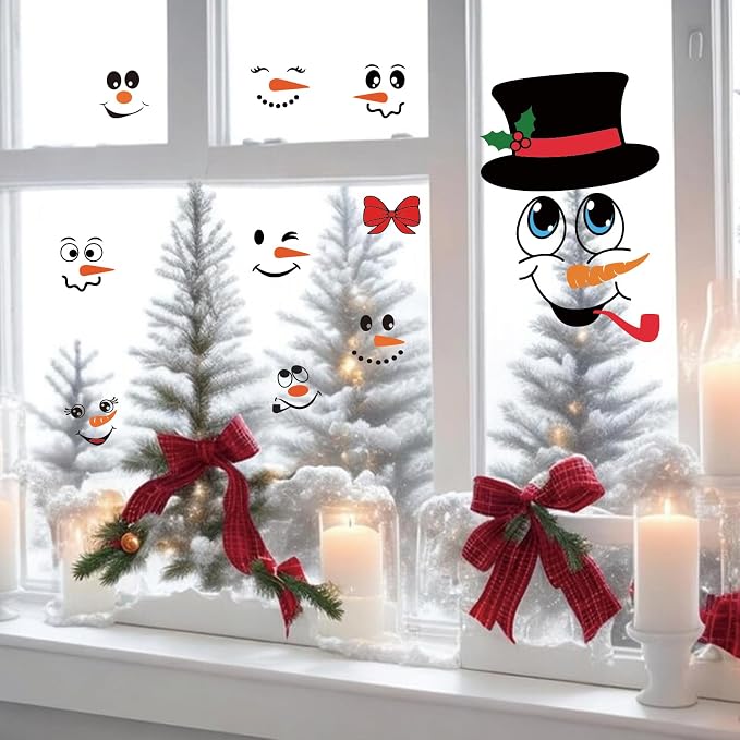 41 PCS Snowman Face Stickers for Crafts Christmas Vinyl Snowman Face Decals for