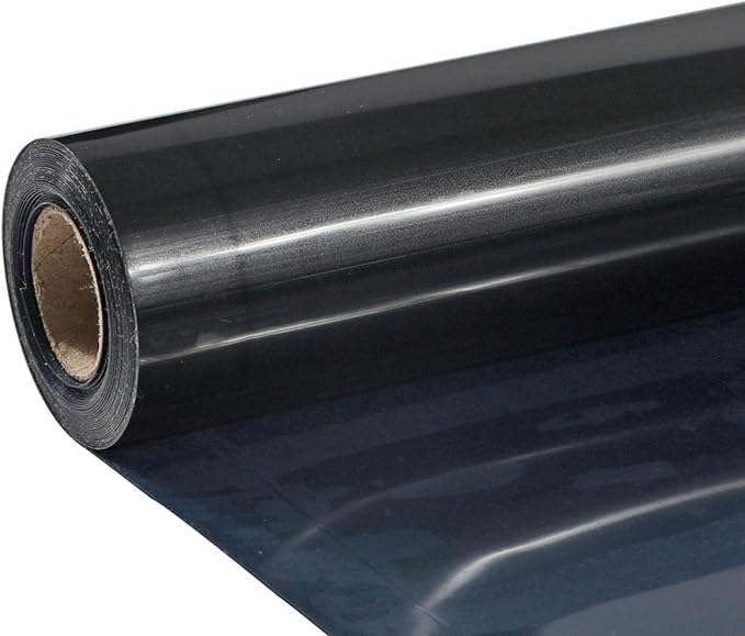 TUMIYA Black Heat Transfer Vinyl HTV Rolls, Glossy Adhesive HTV Vinyl