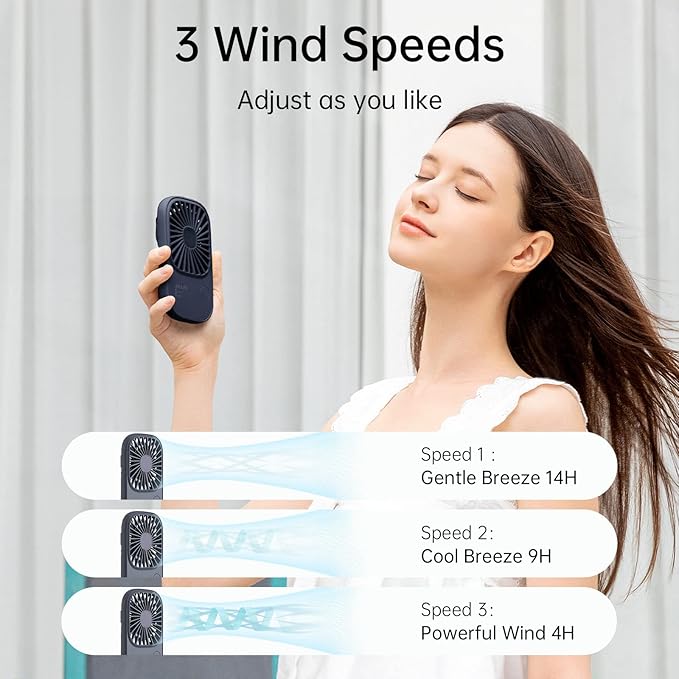 JISULIFE Handheld Mini Lash Fan with Bracket, Small Portable USB Rechargeable Personal Makeup/Eyelash Fan with 3 Speeds for Women Mom Girls Office Outdoor Travel Blue
