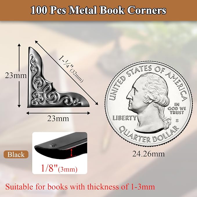 100pcs Metal Book Corner Protectors, Paperbacks Book Edge Protectors Picture