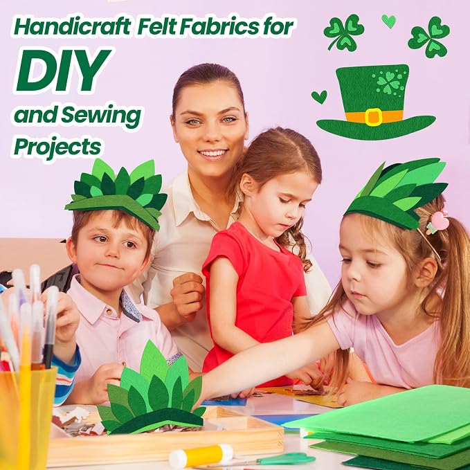 Peryiter 150 Pcs Back to School Green Felt Fabric Sheets Bulk