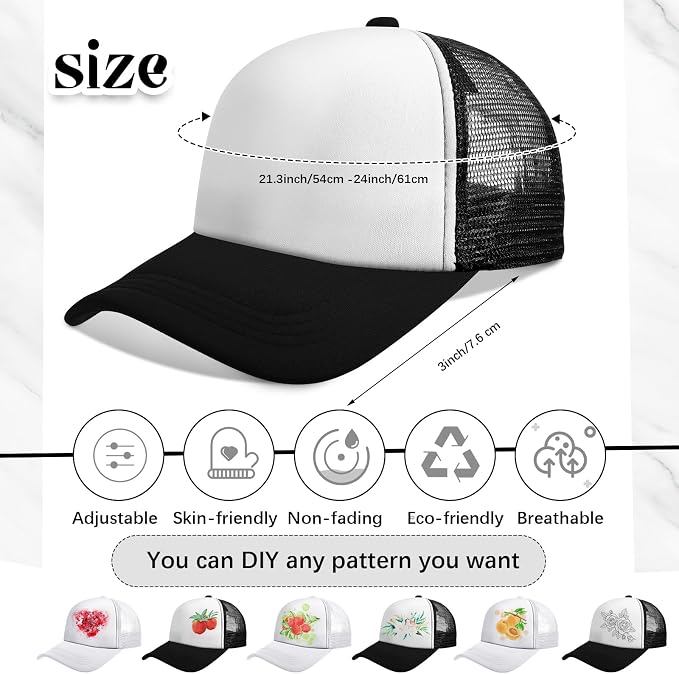 Vabean 24 Pack Sublimation Blank Cap Trucker Mesh Cap Unisex Plain Blank