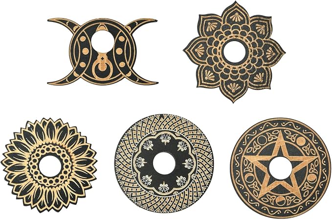 10 pcs 5 Styles Moon Flower Theme Wooden Crystal Display Star Round Lotus