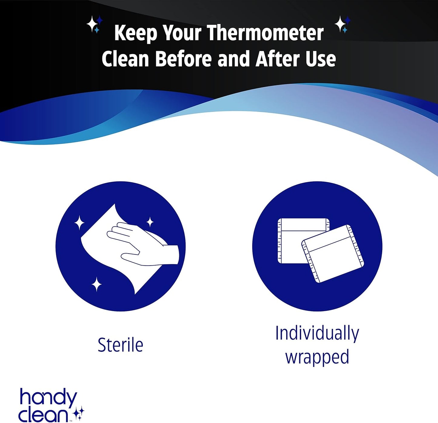 HandyClean Thermometer Cleaning Wipes, 70% Isopropyl Alcohol, Wipes for Probe Thermometer, 1000 ct of 2 x 1 inches Individually Wrapped Wipes