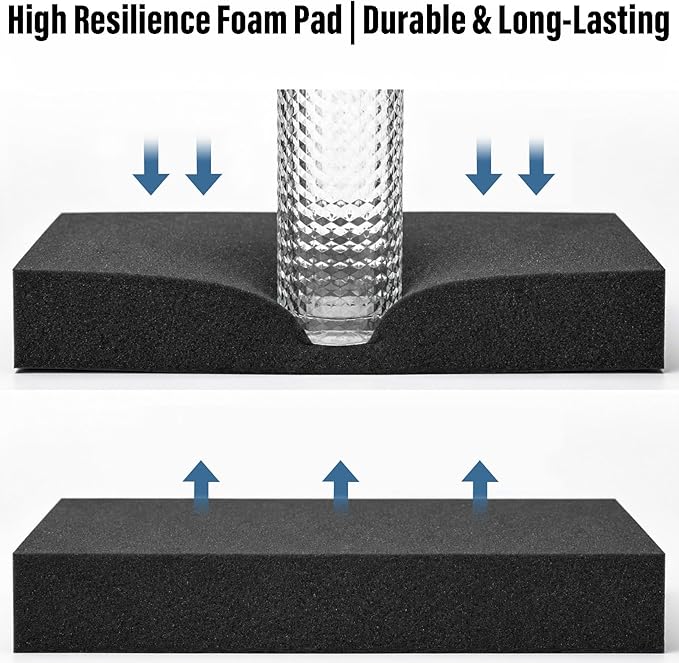 8pcs High Density Packing Foam Sheets, 2 Size Black Polyurethane Foam Padding