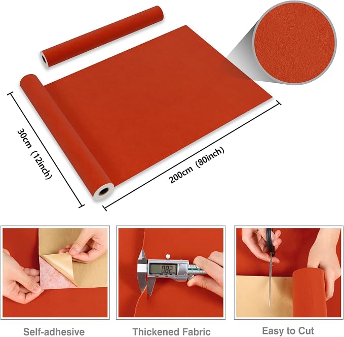 CRE8TIVE Hot Orange Felt Drawer Liners Self Adhesive Velvet Flocking Liner
