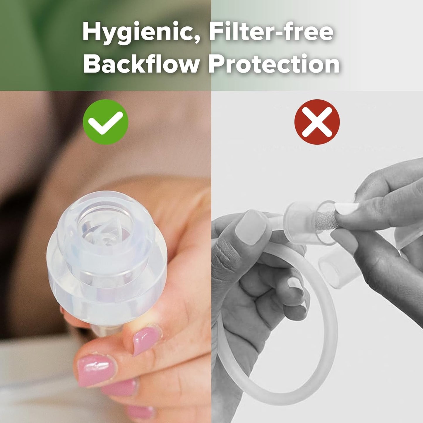 haakaa Silicone Nasal Aspirator for Baby – Baby Nose Sucker, Swan Neck Nasal Aspirator with Anti-Backflow Valve, BPA-Free Nose Cleaner, 12m+