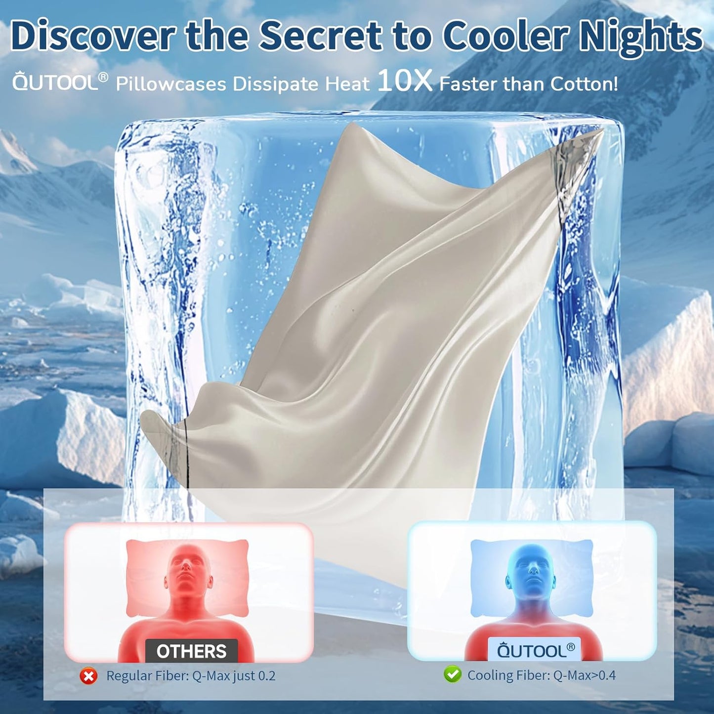 Cooling Pillow Cases Queen Size Set of 2, Ice Cool Silky Pillow Covers for Hot Sleepers & Night Sweats, Reduces Wrinkles & Frizz Softer Like Silk Pillow Cases, Champagne, Christmas Stocking Stuffers