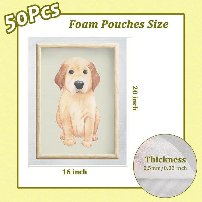 50PCS 16"x20" Cushion Foam Pouches, Moving and Packaging Supplies