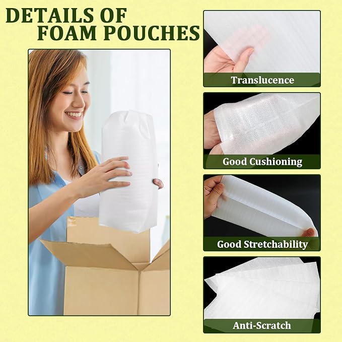 200PCS Cushion Foam Pouches, Moving Packaging Supplies