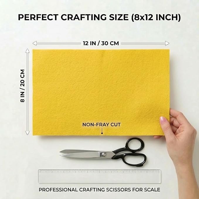 Yellow Felt Fabric Sheets 20 Pcs Stiff 8" X 12", 1mm Thick Assorted Color