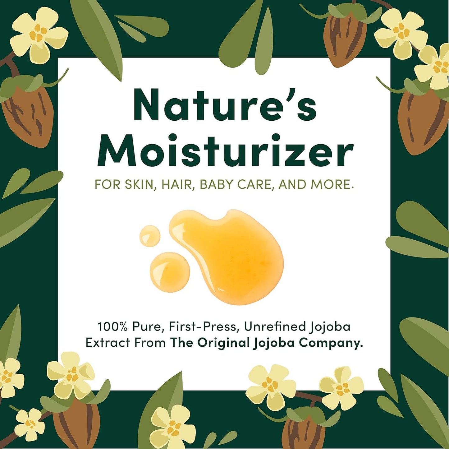 HobaCare Jojoba Baby Oil with Pump Dispenser – 100% Pure Natural Unrefined Unscented Hexane Free Cold Pressed Jojoba Oil for Baby Hair, Infant Skin, Scalp Moisturizing, Body Care Shower Gift (8.45 oz)