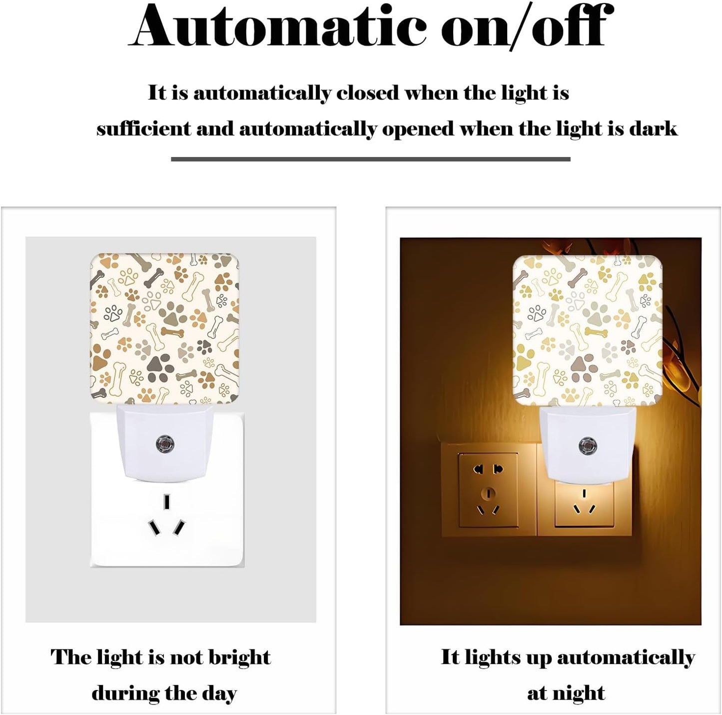 Dog Paw Night Light,Plug-in Nightlights Auto Sensor Night Lamp Dusk to Dawn Lamp Home Decor for Nursery Children Girls Boys