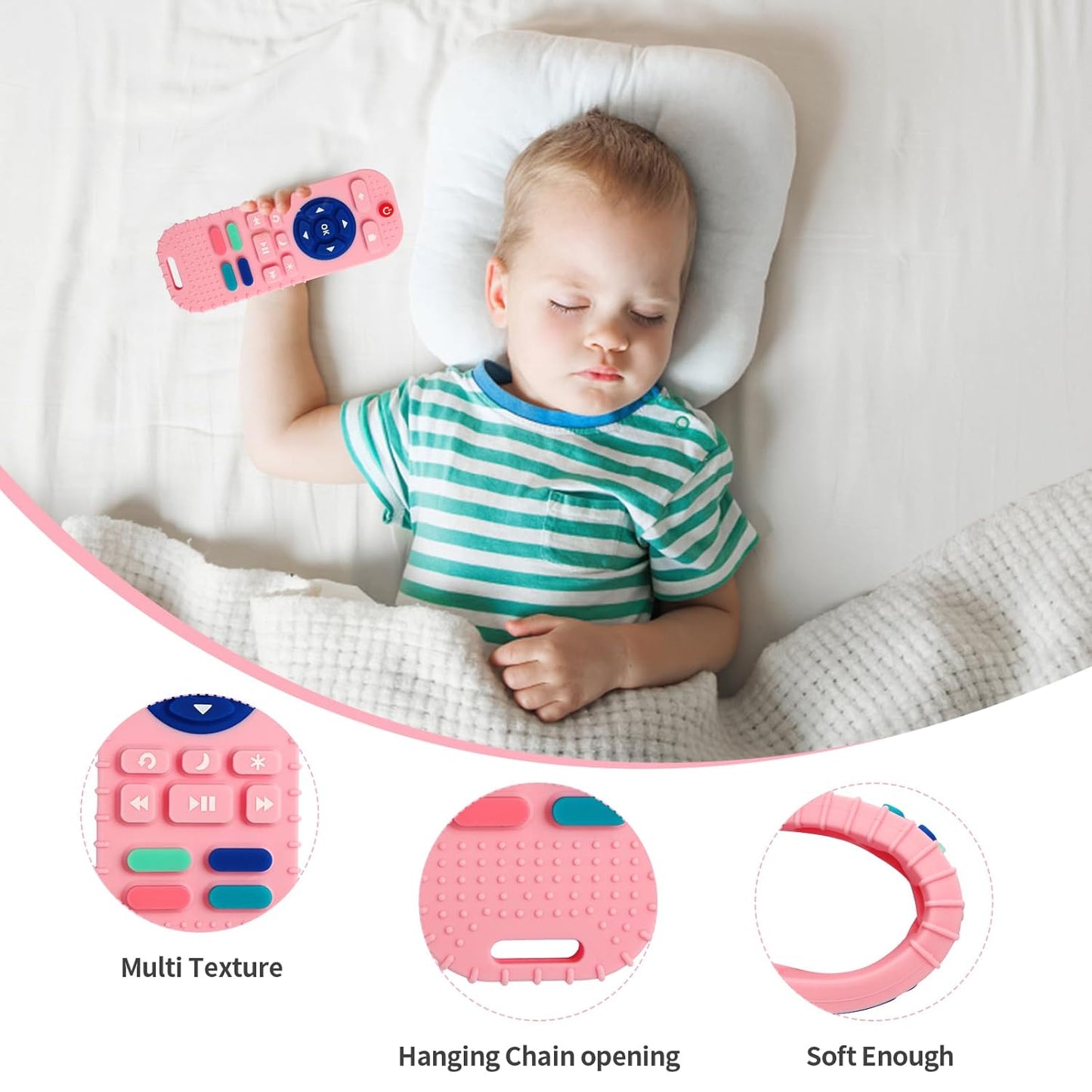Hooku Silicone Teething Toys for Babies 0-6 Months, Teethers for Babies 6-12 Months, Remote Teether for Baby, Sensory Toys for Babies, Baby Chew Toys