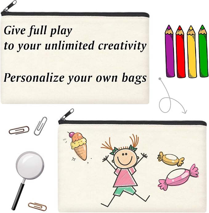 ZeeDix Canvas Zipper Pouch Bulk – 8.3 x 5 Inches Cotton Canvas Pouches