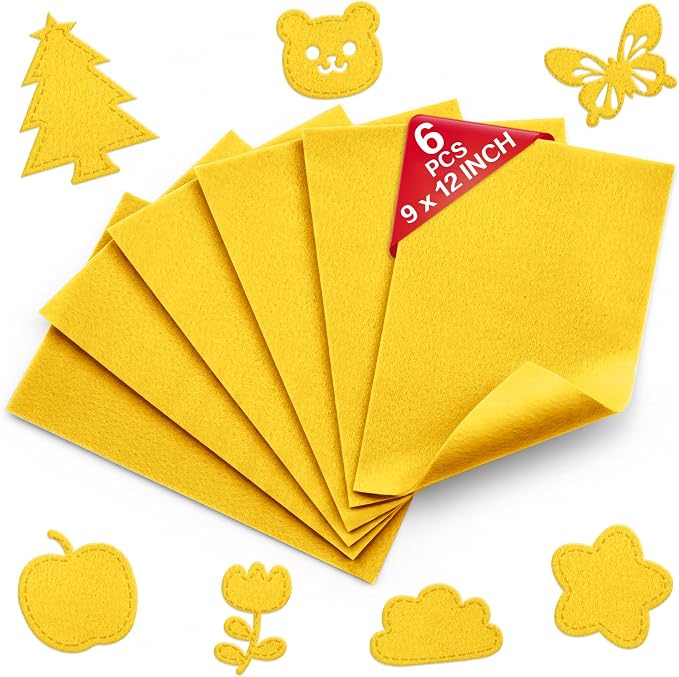 Golden Yellow Soft Felt Sheets for Crafts, 1.6mm Thick, Kids' Crafts, DIY