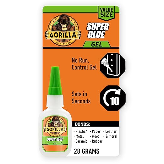 Gorilla Super Glue Gel Value Size, Fast‑Setting Strong Bond, Impact‑Tough