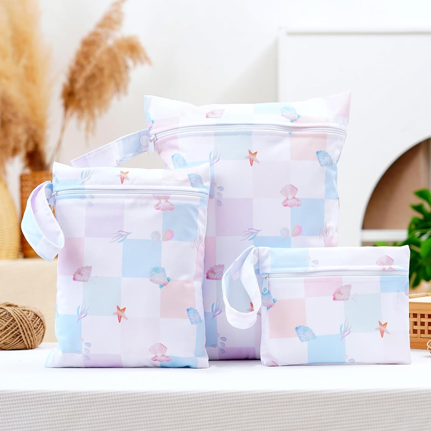Happy Flute 3 Set Wet Bag Storage Bag Zipper Waterproof Washable Travel Bags, Beach, Pool, Gym Bag for Cloth Diaper, Swimsuits & Wet Clothes (SMT083-EF712)
