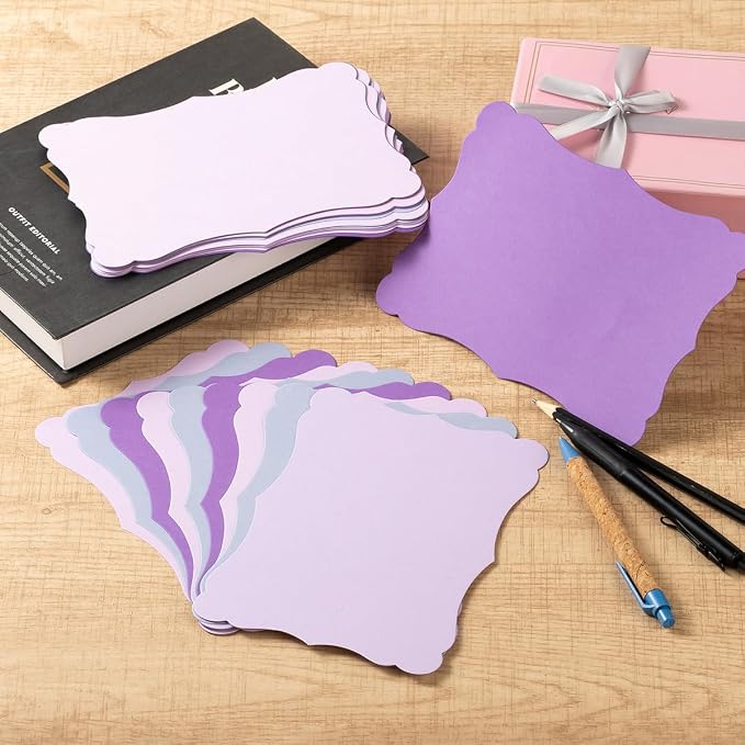 50 Pack Blank Kraft Greeting Cards, 5 Colors, 5x7IN | Thick Cardstock Paper