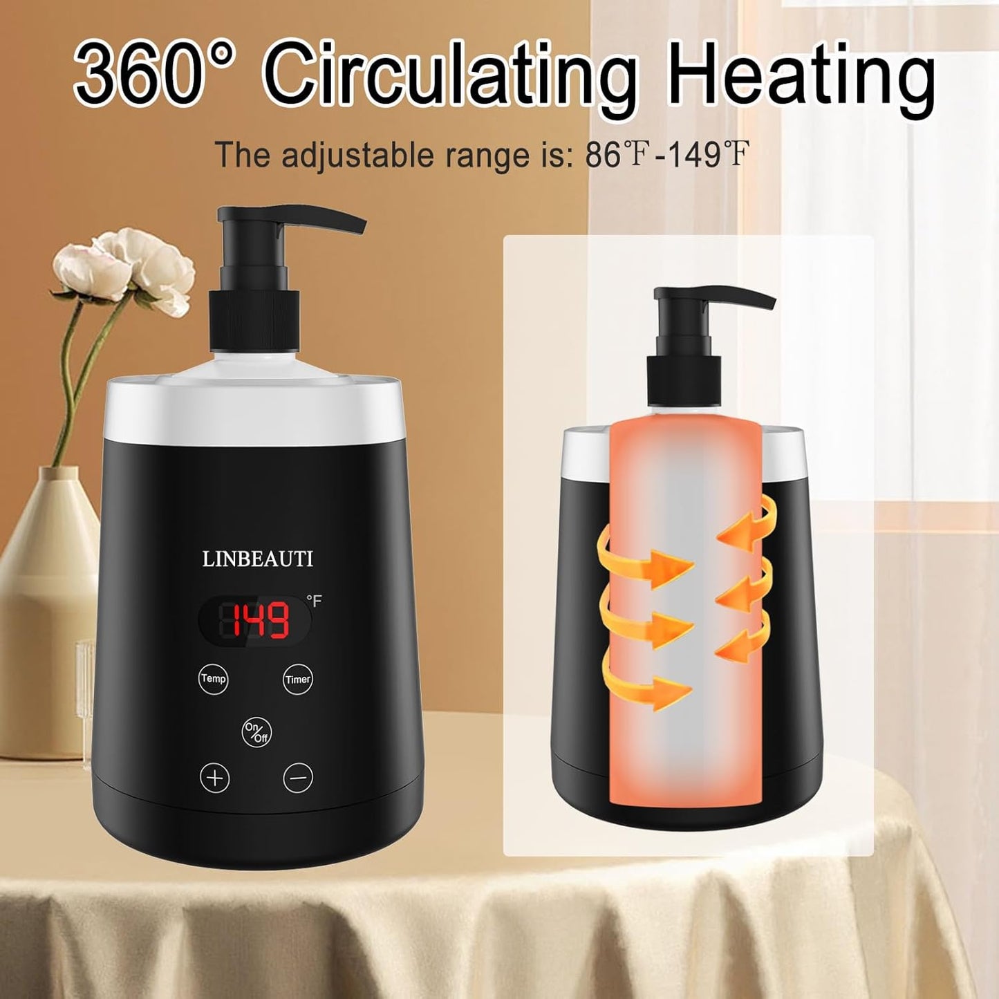 Massage Oil Warmer Bottle Professional Lotion Warmer for SPA, Automatic Oil Warmer Heated Oil Lotion Cream for Salon, Barber Shops, Home, with Two Oil Bottle Dispenser (black)