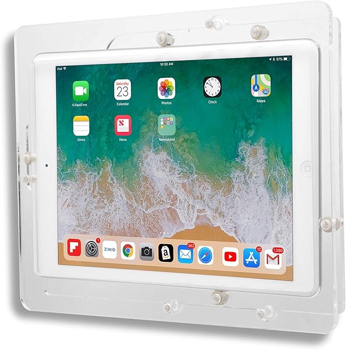 TABcare Anti-Theft Acrylic VESA Enclosure for Apple iPad Pro 12.9" 2018 2020 2021 with Free Wall Mount Kit & 90-Degree Angle USB C Cable (iPad Pro 12.9" 3/4/5, Clear)
