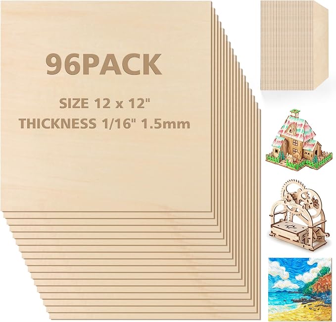 Adrattnay Basswood Sheets 1/16 x 12 x 12 inch