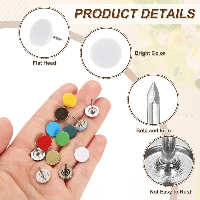 uxcell 150Pcs Upholstery Tacks, 11mmx13mm Flat Head Thumb Tack Decorative