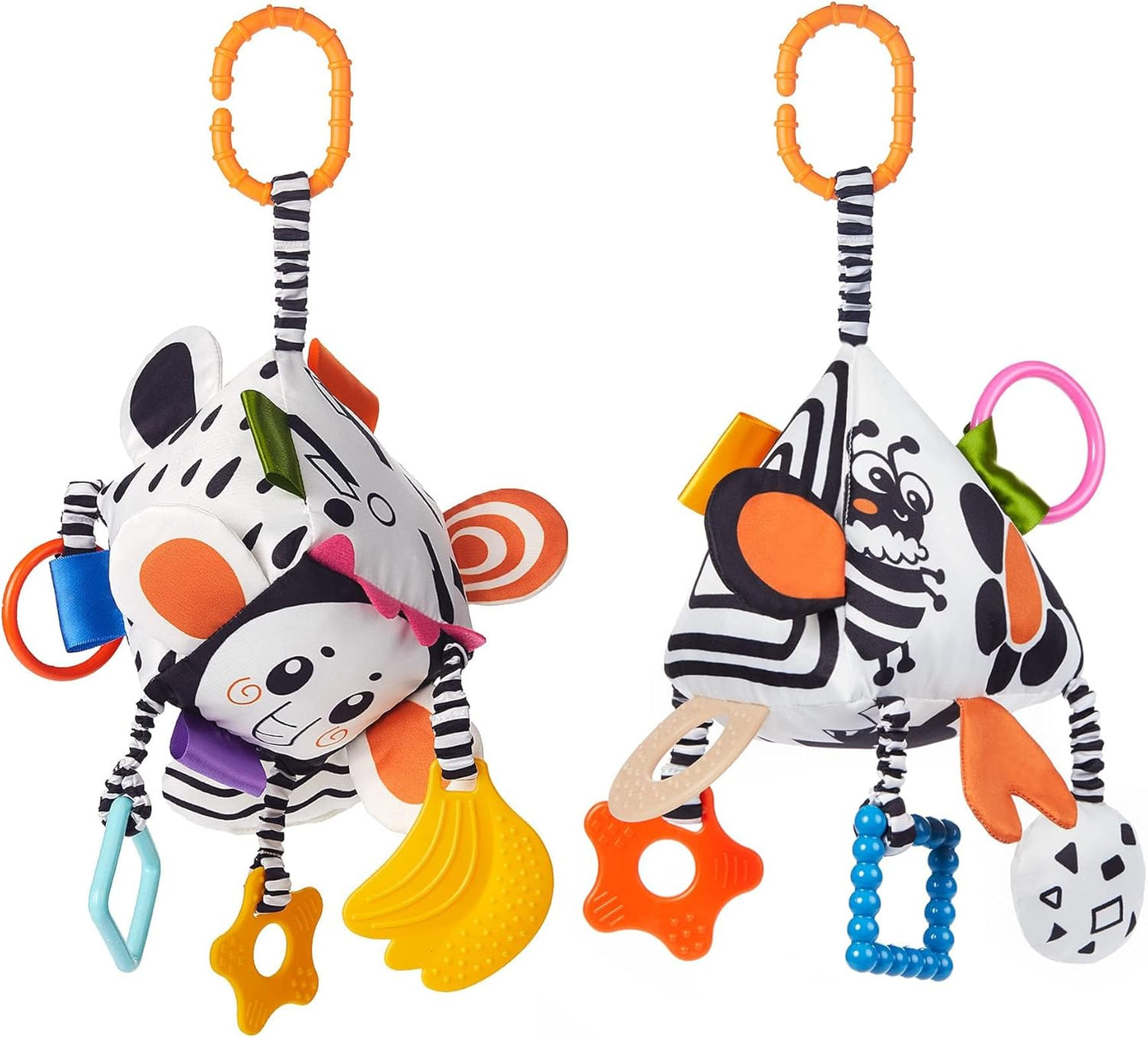 TUMAMA High Contrast Baby Toys, Black and White Infant Toys 0-3 Months for Newborn, Soft Sensory Rattles Toys with Teether for Toddlers