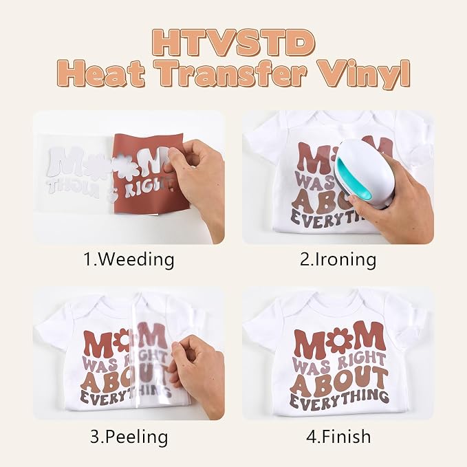 HTVSTD Maroon Brown Boho HTV Heat Transfer Vinyl 8pcs 12×10in | Vivid Color