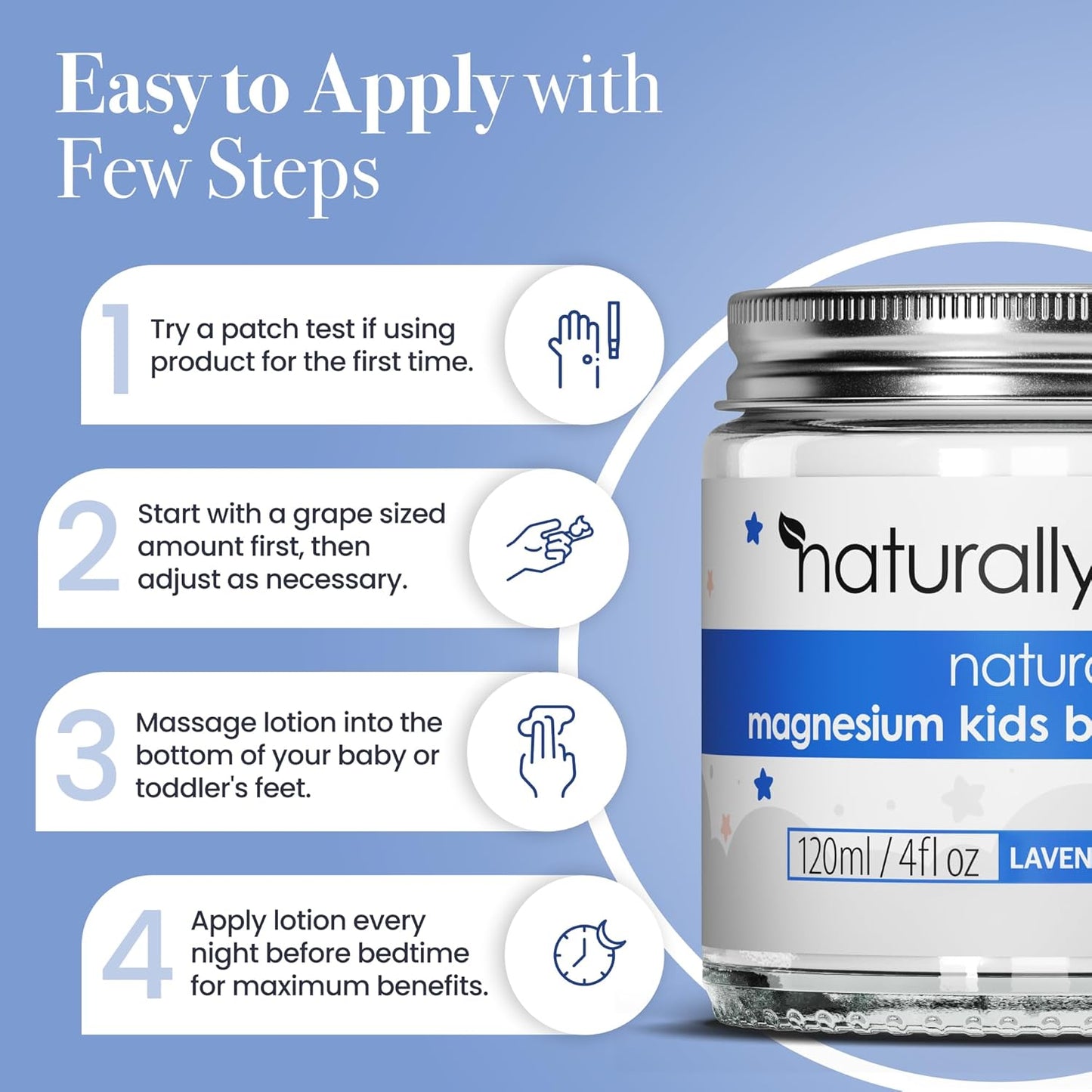 NaturallyMum NATURALLY MUM - Magnesium Lotion for Kids & Babies [NATURAL & SAFE] - Juniors Bedtime Lotion - Magnesium Sleep Cream for Kids & Babies - For Toddlers - Lavender & Chamomile