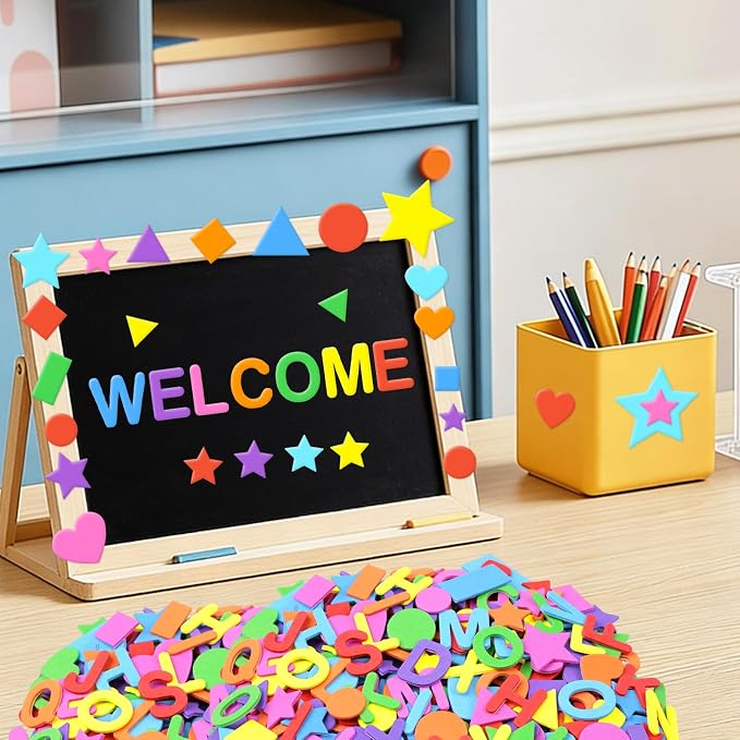 2976Pcs Foam Stickers, 8Colors Foam Shape Letter Stickers