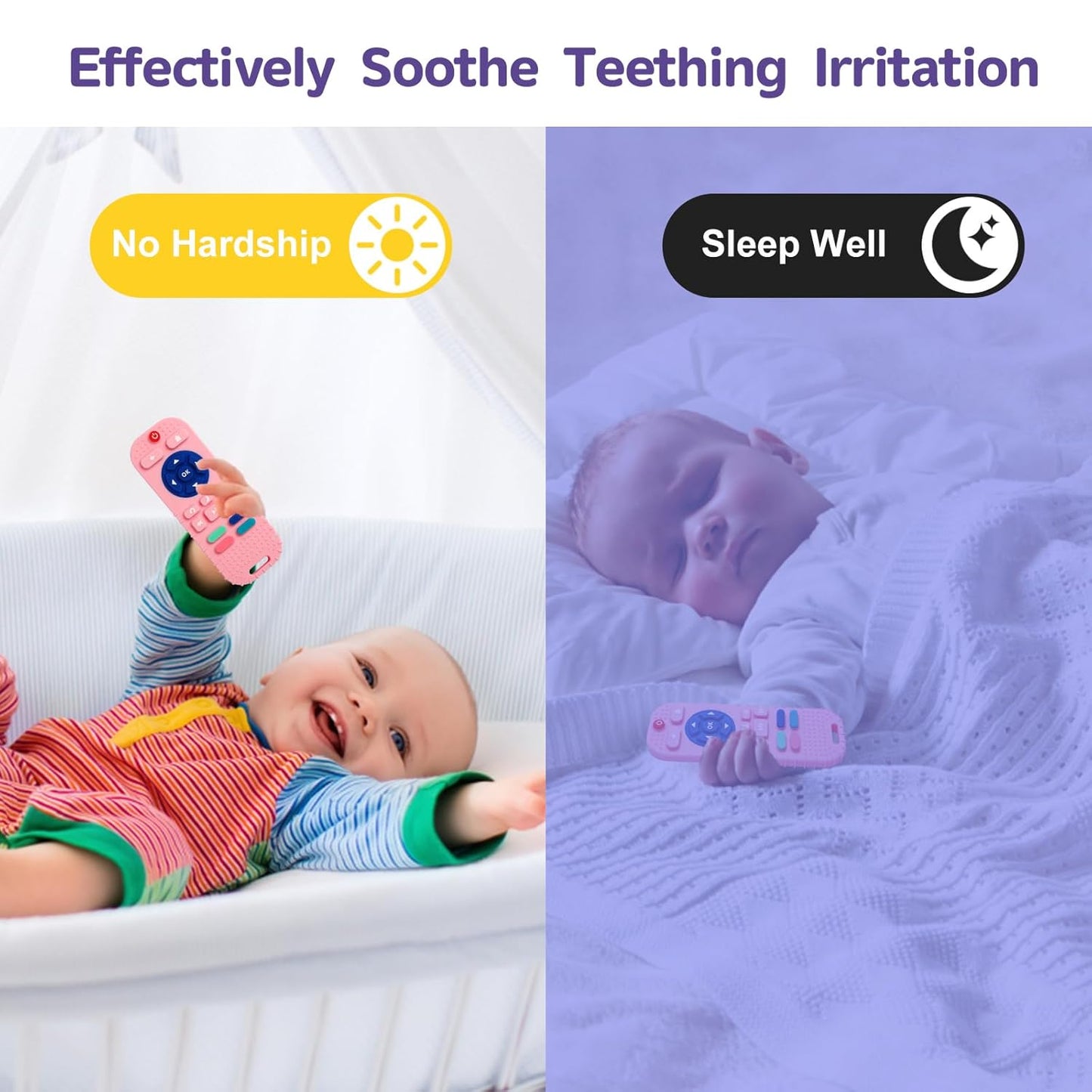 Hooku Silicone Teething Toys for Babies 0-6 Months, Teethers for Babies 6-12 Months, Remote Teether for Baby, Sensory Toys for Babies, Baby Chew Toys