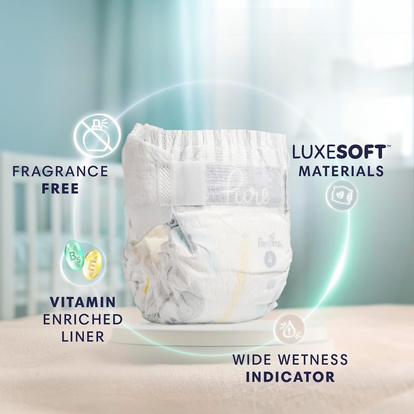 Pampers Baby Diapers - Pure Protection - Size 7, 60 Count, for up to 100% Leakproof, Premium Plant-based Skin Protection