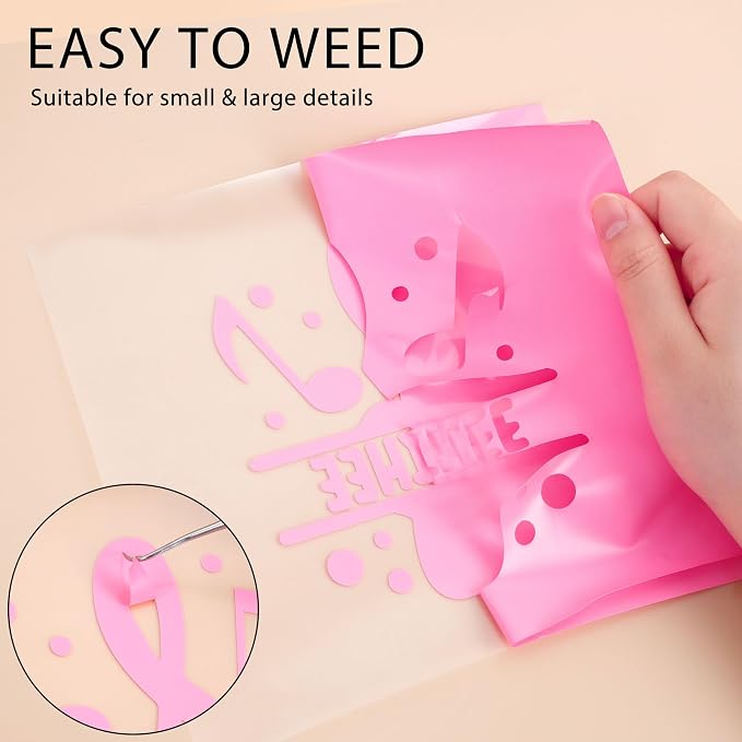 HTVVETUR Pink HTV Iron on Vinyl 12Inch by 35ft Heat Transfer Vinyl