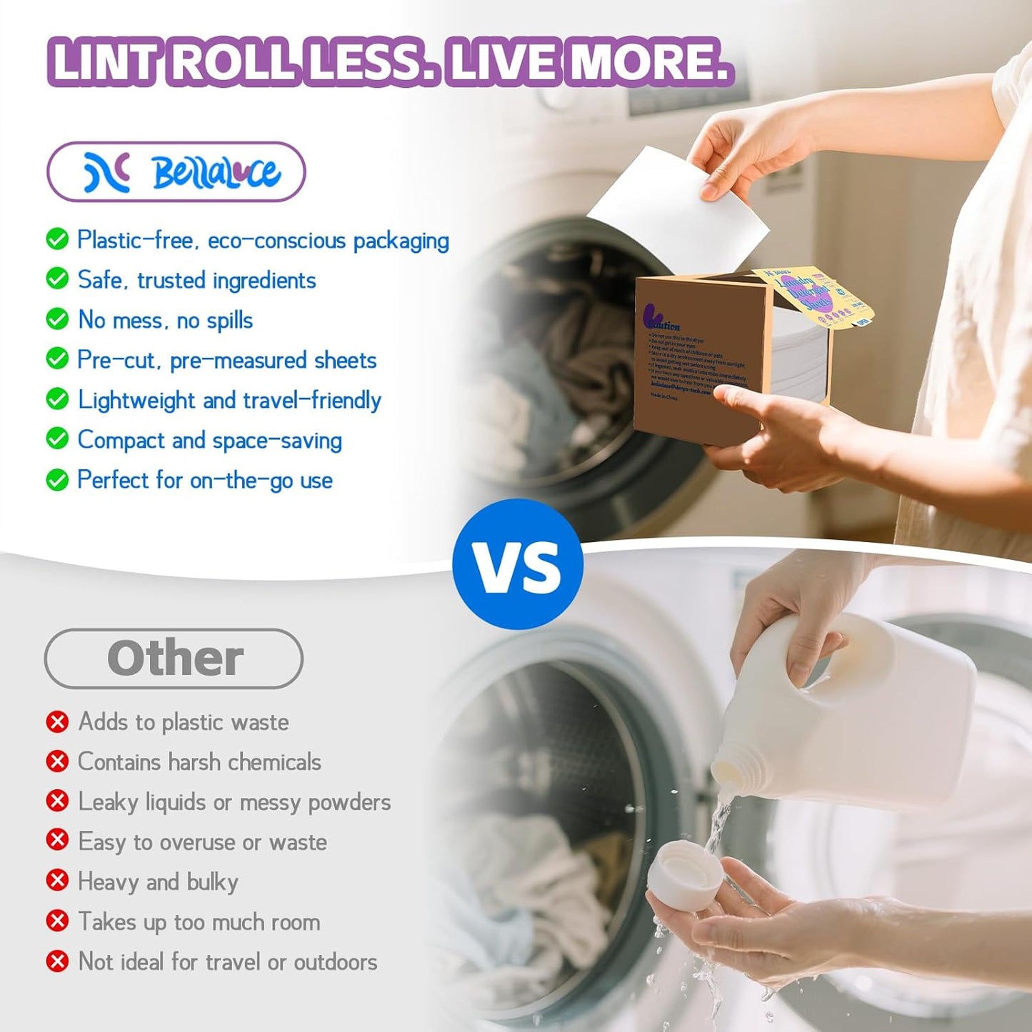 BellaLuce 2 Pack Laundry Detergent Sheets - Laundry Sheets, 800 Loads, Eco-Friendly, Plastic-Free, Lavender Scent, Space Saving, Fast Dissolve & Hypoallergenic