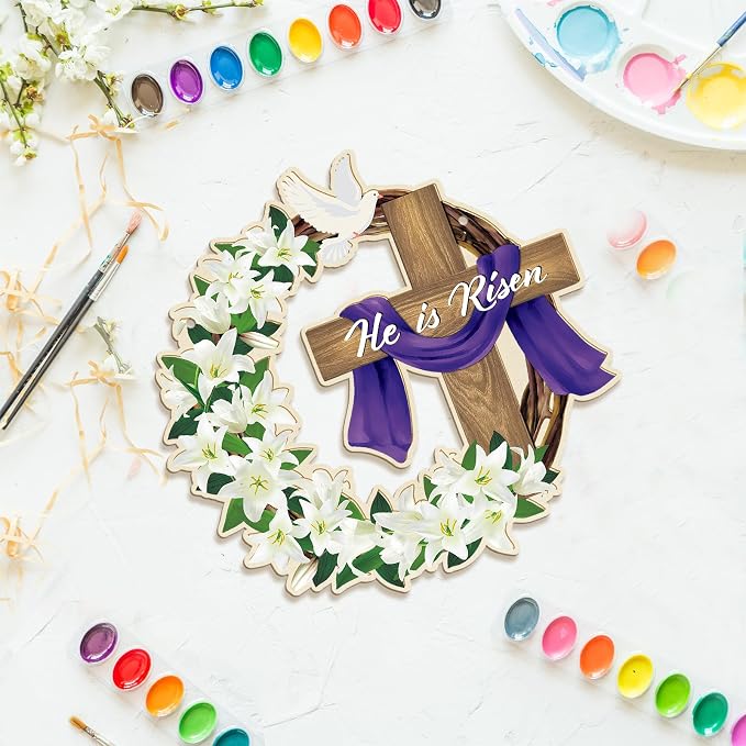 Large Size 12" Wooden Easter Ornaments to Paint, Wooden DIY Blank Unfinished