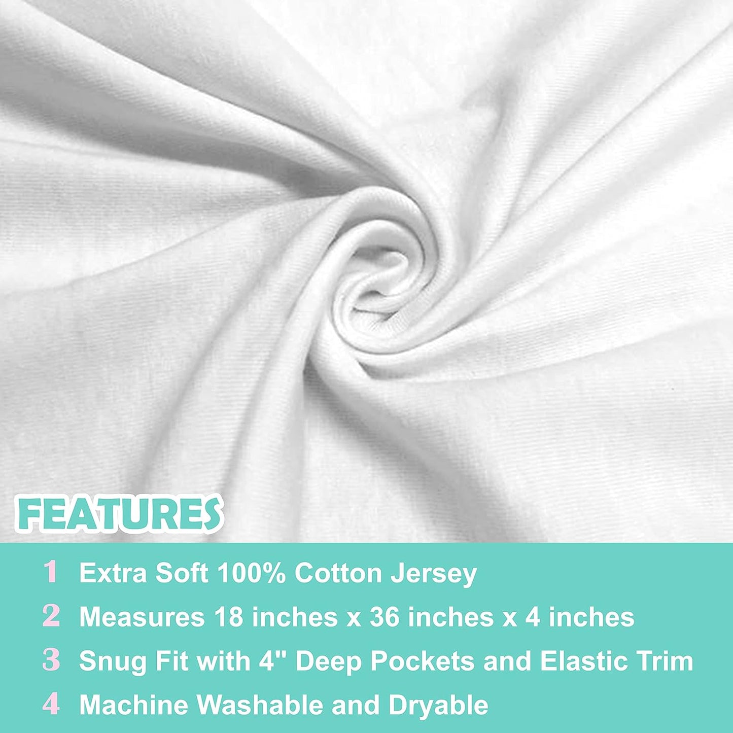 American Baby Company 100% Natural Cotton Fitted Cradle/Bassinet Sheet 36" x 18" - Soft, Breathable & Hypoallergenic Bed Sheet, White, Neutral for Boys & Girls (Pack of 2)