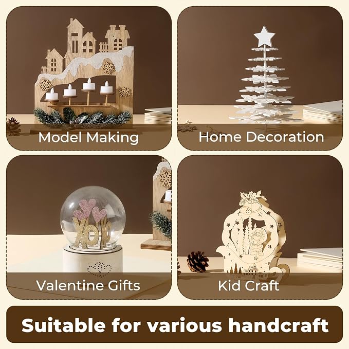 12 Pack Basswood Plywood Sheets 12"x16"x1/8", Basswood