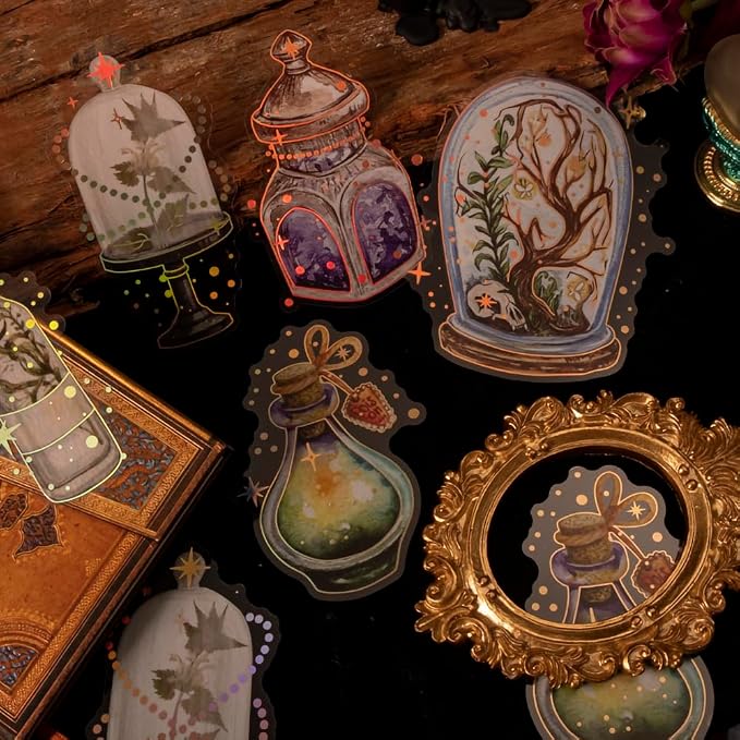 Yoksas Vintage Gold Foil Holographic Magic Witchy Big Stickers