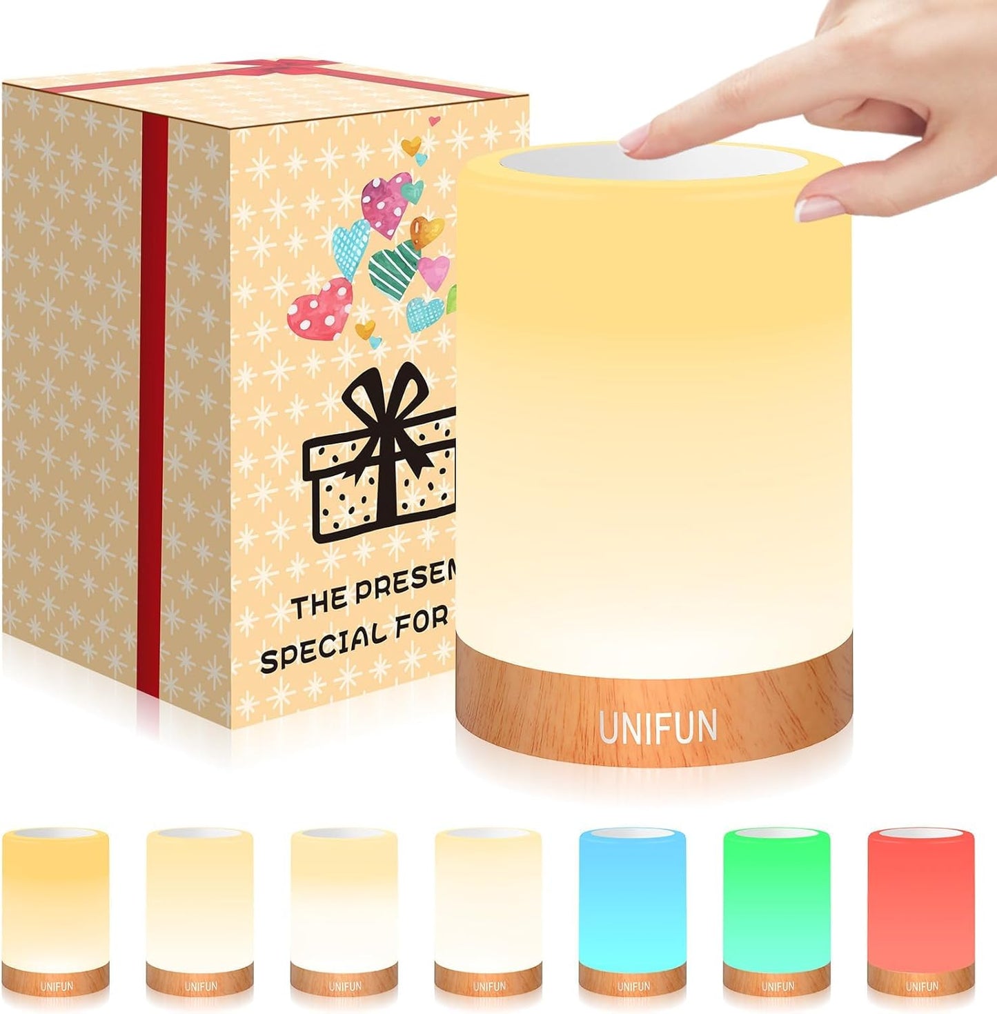 Table Lamp, Touch Sensor Bedside Lamps, Dimmable Warm White & Color Changing RGB Light for Bedroom,Living Room Gift Pack for Mom, Father’s Day and Other Holiday Use (Taller Size)…