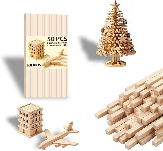 50PCS Square Wooden Dowels, 3/16" X 3/16" X 12"Square Dowels | Beautifully