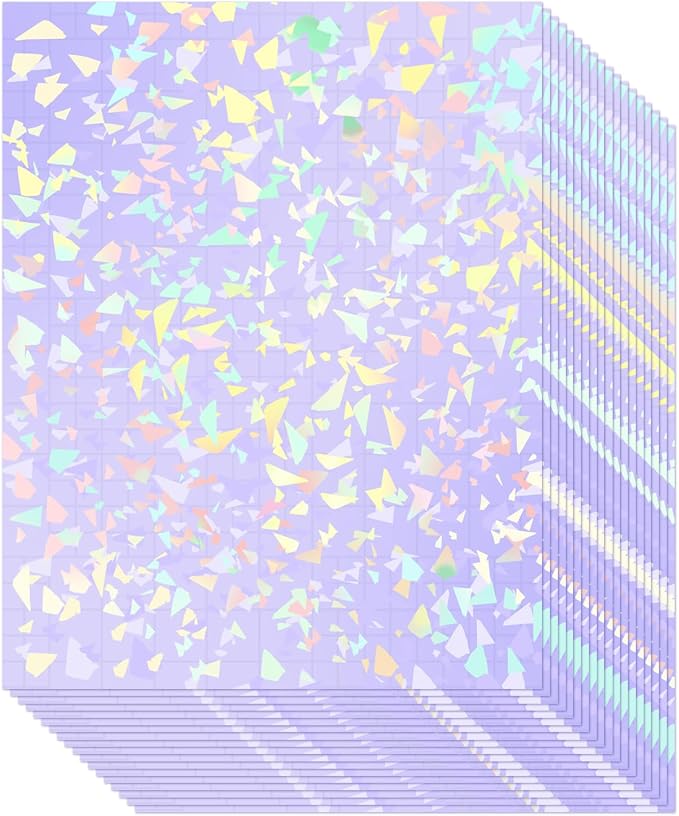 36 Sheets Holographic Laminate Sheets Clear Holographic Sticker Paper | Self