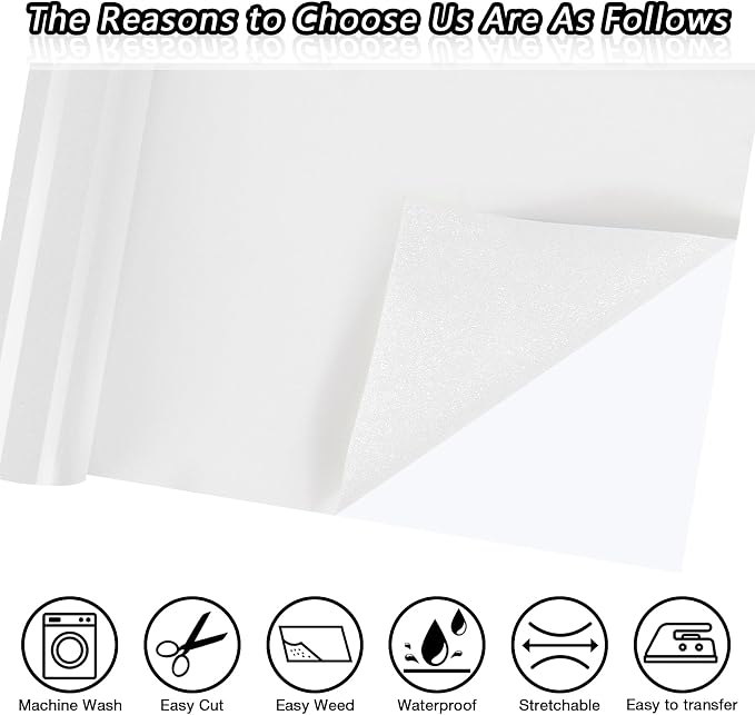 TORC White Silver Glitter HTV Heat Transfer Vinyl HTV Rolls