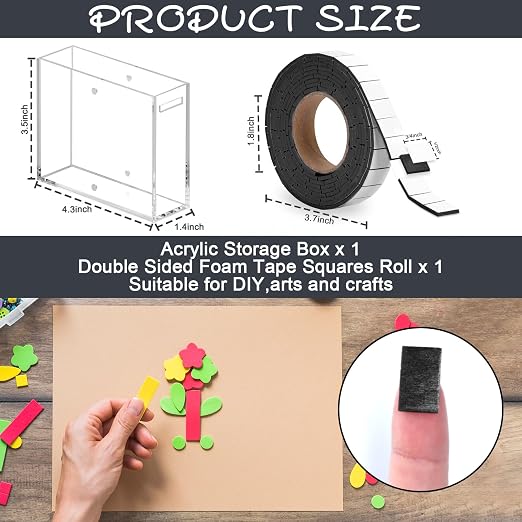 Double Sided Foam Tape Pre Cut 3/4 X 1/2 Inch EVA Foam Adhesive Squares Roll