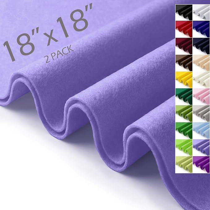 Felt Fabric Sheets 18" x 18" 1.6mm Soft Craft Felt, Lavender | Soft Precut Felt