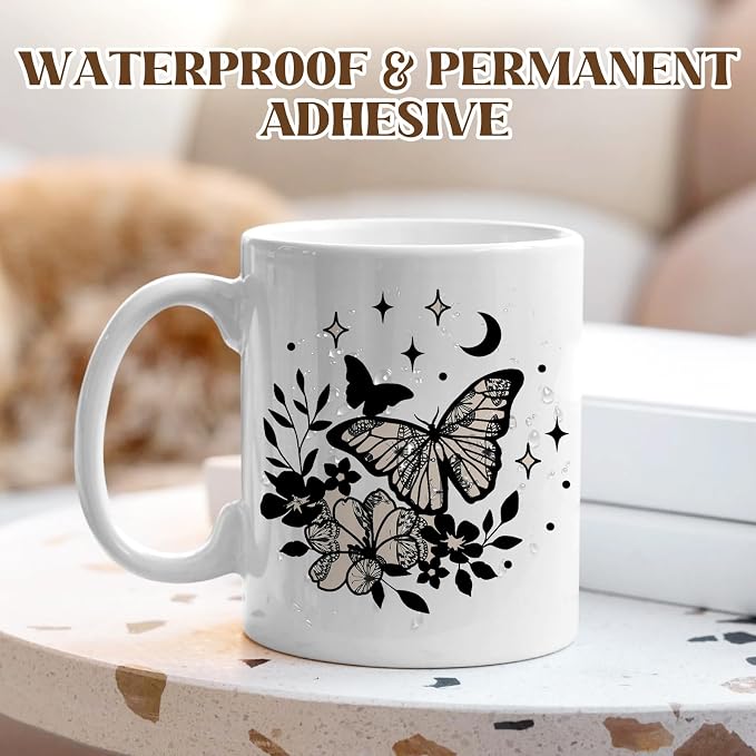 Black and Ivory Permanent Adhesive Vinyl 12 Sheets 12'' x 10'' | White Boho