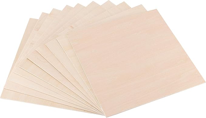 10 PCS 10 x 10 x 1/8 Inch Basswood Sheets, Thin Wood Sheets, Square Unfinished